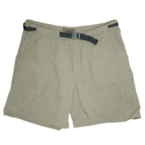 Royal Robbins Cargo Shorts Green Womens XL Belted Nylon Hiking Outdoors Gorpcore